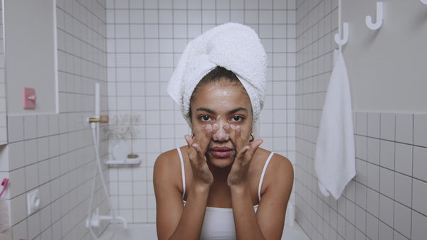 Woman applying products